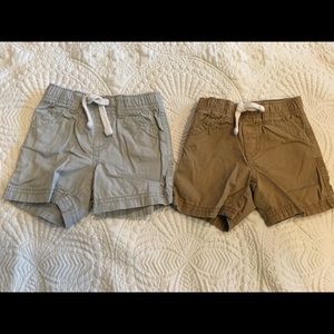 2 Old Navy shorts. Gray & tan. 3-6 months